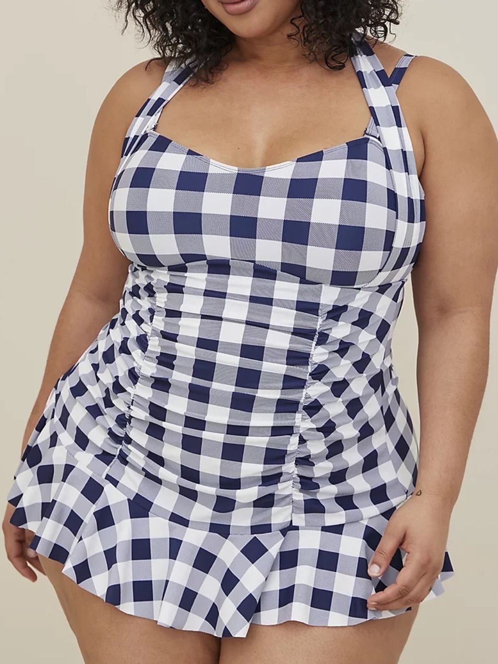 Torrid Retro Halter Convertible Strap Mini Dress One Piece Swimsuit Swim Plus 1X